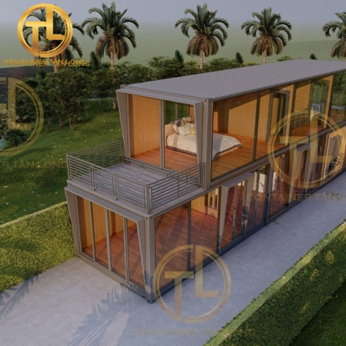 Nhà container lắp ghép 2 tầng mặt kính